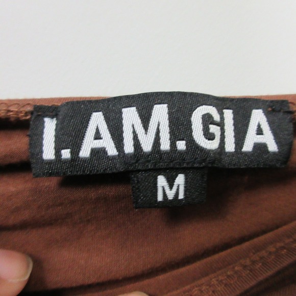 I.AM.GIA Halter Strapless Midi Dress M Brown Ruched Rayon Casual Beach 312 - Picture 3 of 8